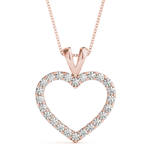 Natural Diamond Rose Gold 4 Prong Heart Necklaces