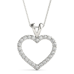 Natural Diamond Silver 4 Prong Heart Necklaces