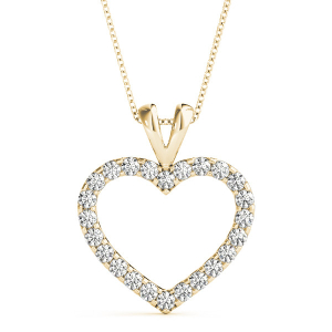 Natural Diamond Yellow Gold 4 Prong Heart Necklaces