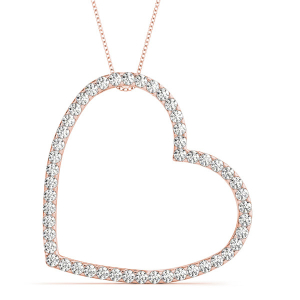 Natural Diamond Rose Gold 4 Prong Heart Necklaces