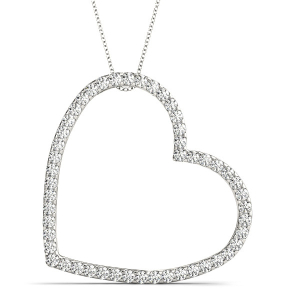 Natural Diamond Silver 4 Prong Heart Necklaces