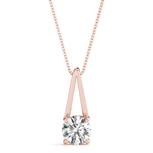 Richardine Natural Diamond Rose Gold 4 Prong Solitaire Pendant Necklaces