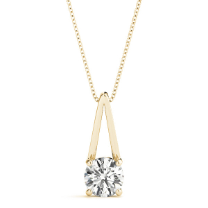 Richardine Natural Diamond Yellow Gold 4 Prong Solitaire Pendant Necklaces