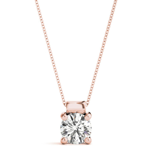 Richela Natural Diamond Rose Gold 4 Prong Solitaire Pendant Necklaces