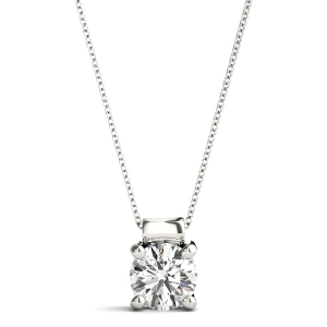 Natural Diamond White Gold Solitaire Pendant Necklaces