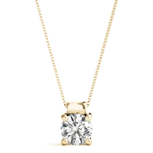 Richela Natural Diamond Yellow Gold 4 Prong Solitaire Pendant Necklaces