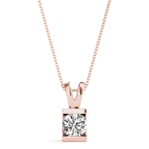 Tyna Natural Diamond Rose Gold Solitaire Pendant Necklaces