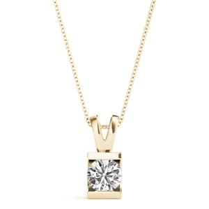 Tyna Natural Diamond Yellow Gold Solitaire Pendant Necklaces