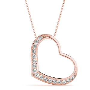 Jessy Natural Diamond Rose Gold Pave Set Heart Necklaces