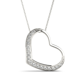 Jessy Natural Diamond Round cut Pave Set Heart Necklaces