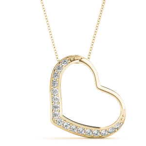 Jessy Natural Diamond Yellow Gold Pave Set Heart Necklaces