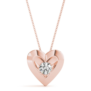 Richolda Natural Diamond Rose Gold Bezel Set Solitaire Pendant Necklaces