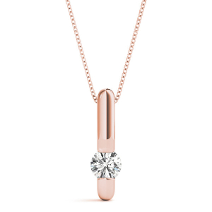 Ricula Natural Diamond Rose Gold Channel Set Solitaire Pendant Necklaces