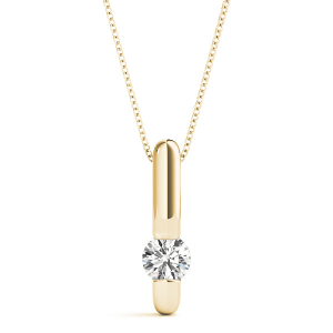 Ricula Natural Diamond Yellow Gold Channel Set Solitaire Pendant Necklaces