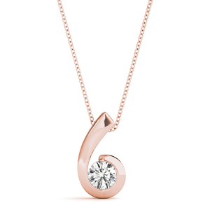 Rikilda Natural Diamond Rose Gold Semi Bezel Solitaire Pendant Necklaces