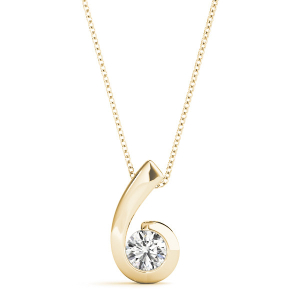 Rikilda Natural Diamond Yellow Gold Semi Bezel Solitaire Pendant Necklaces