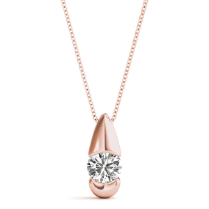 Rikilde Natural Diamond Rose Gold Semi Bezel Solitaire Pendant Necklaces