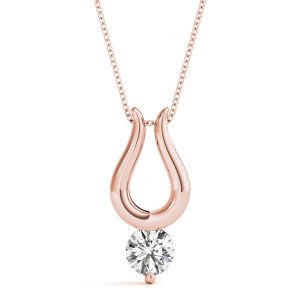 Rili Natural Diamond Rose Gold Prong Set Solitaire Pendant Necklaces