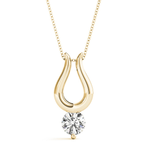 Rili Natural Diamond Yellow Gold Prong Set Solitaire Pendant Necklaces