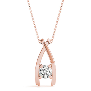 Riliegh Natural Diamond Rose Gold 4 Prong Solitaire Pendant Necklaces