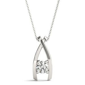 Natural Diamond Platinum Solitaire Pendant Necklaces