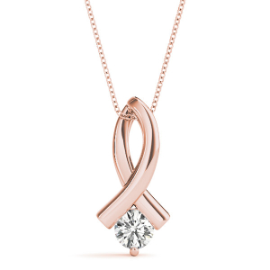 Rilletta Natural Diamond Rose Gold Prong Set Solitaire Pendant Necklaces