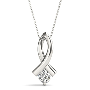 Natural Diamond Silver Solitaire Pendant Necklaces