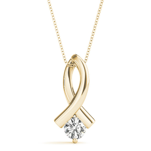 Rilletta Natural Diamond Yellow Gold Prong Set Solitaire Pendant Necklaces