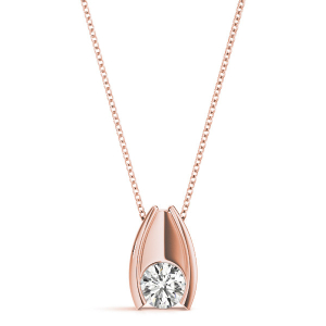 Rionne Natural Diamond Rose Gold Semi Bezel Solitaire Pendant Necklaces