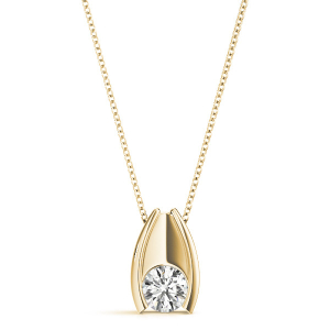 Rionne Natural Diamond Yellow Gold Semi Bezel Solitaire Pendant Necklaces