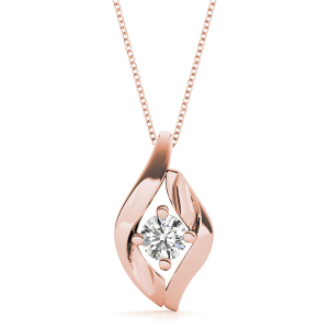 Risica Natural Diamond Rose Gold 4 Prong Solitaire Pendant Necklaces