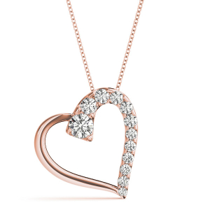 Natural Diamond Rose Gold 4 Prong Heart Necklaces