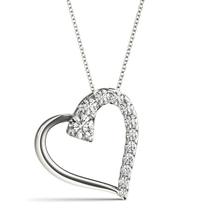 Natural Diamond Silver 4 Prong Heart Necklaces