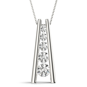 Samuel Lab-Created Diamond Round cut Bezel Set  Journey Pendant Necklace