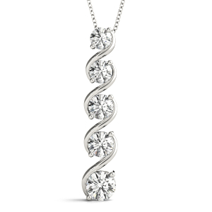 Grover Lab-Created Diamond Round cut Prong Set  Journey Pendant Necklace