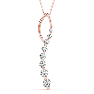 Brooks Lab-Created Diamond Rose Gold Prong Set  Journey Pendant Necklace