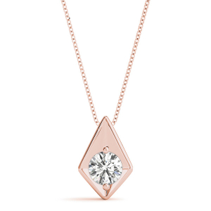 Robee Natural Diamond Rose Gold 2 Prong Solitaire Pendant Necklaces