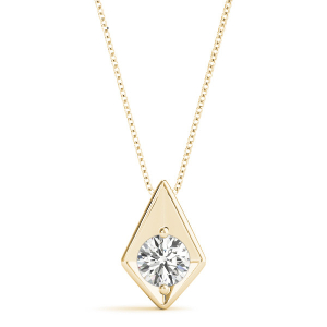 Robee Natural Diamond Yellow Gold 2 Prong Solitaire Pendant Necklaces