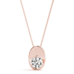 Robene Natural Diamond Rose Gold Prong Set Solitaire Pendant Necklaces