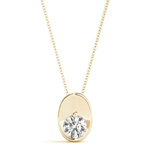 Robene Natural Diamond Yellow Gold Prong Set Solitaire Pendant Necklaces