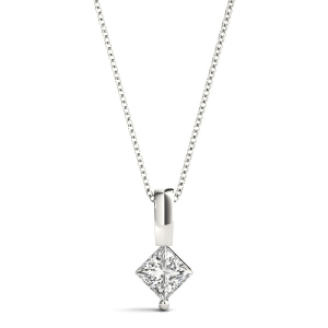 Robenia 0.10 - 3.00 Carat Natural Diamond Princess cut Prong Set  Solitaire Pendant Necklaces