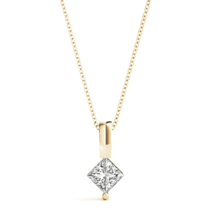 Robenia Natural Diamond Yellow Gold Prong Set Solitaire Pendant Necklaces