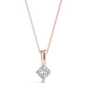 Robenia Natural Diamond Rose Gold Prong Set Solitaire Pendant Necklaces