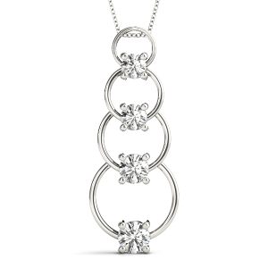 Ellis Lab-Created Diamond Round cut Bezel Set  Journey Pendant Necklace