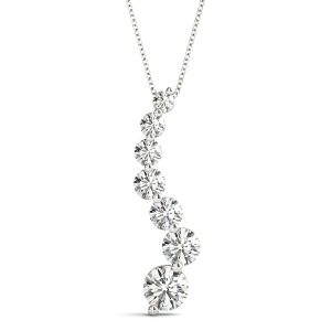 Roman Lab-Created Diamond Round cut Prong Set  Journey Pendant Necklace