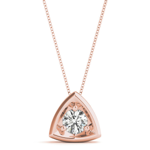 Roberlie Natural Diamond Rose Gold 3 Prong Solitaire Pendant Necklaces