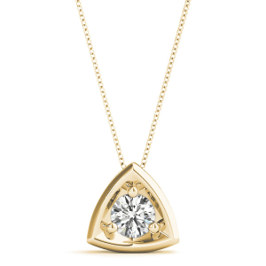 Roberlie Natural Diamond Yellow Gold 3 Prong Solitaire Pendant Necklaces