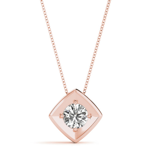 Robertia Natural Diamond Rose Gold 4 Claw Set Solitaire Pendant Necklaces