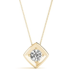 Robertia Natural Diamond Yellow Gold 4 Claw Set Solitaire Pendant Necklaces