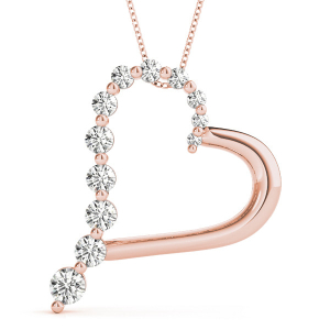 Tania Natural Diamond Rose Gold Shared Prong Heart Necklaces